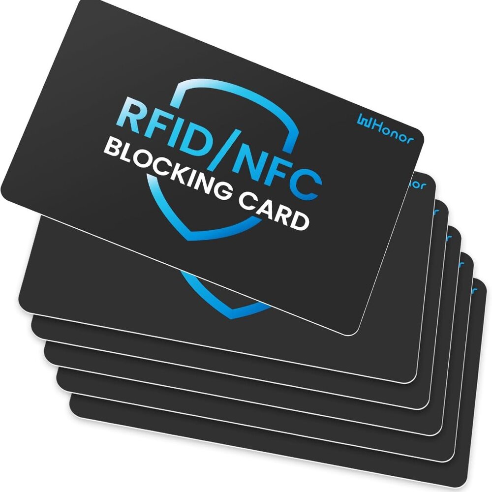 RFID Blocking Card 6 Pack, Contactless NFC Debit Credit Card Passport Protector,